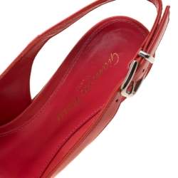 Pre Owned  Gianvito Rossi Pink Patent Leather Slingback Wedge Sandals Size 35