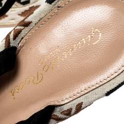 Gianvito Rossi Multicolor Embroidered Canvas And Suede Cheyenne Ankle Wrap Sandals 39.5