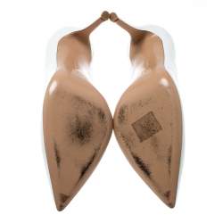 Pre Owned Gianvito Rossi White Leather Pointed Toe Pumps Size 37.5