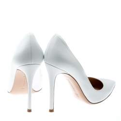 Pre Owned Gianvito Rossi White Leather Pointed Toe Pumps Size 37.5