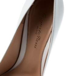 Pre Owned Gianvito Rossi White Leather Pointed Toe Pumps Size 37.5