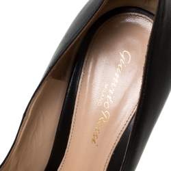 Pre Owned Gianvito Rossi Black Leather Pointed Toe Pumps Size 37.5