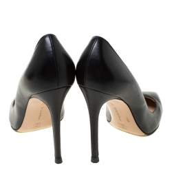 Pre Owned Gianvito Rossi Black Leather Pointed Toe Pumps Size 37.5