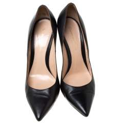 Pre Owned Gianvito Rossi Black Leather Pointed Toe Pumps Size 37.5