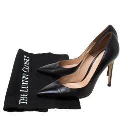 Pre Owned Gianvito Rossi Black Leather Pointed Toe Pumps Size 37.5