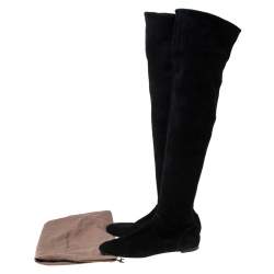 Pre Owned Gianvito Rossi Black Suede Felder Flat Cuissard Over the Knee Boots Size 40