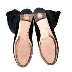 Pre Owned Gianvito Rossi Black Suede Felder Flat Cuissard Over the Knee Boots Size 40