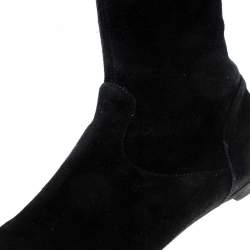 Pre Owned Gianvito Rossi Black Suede Felder Flat Cuissard Over the Knee Boots Size 40