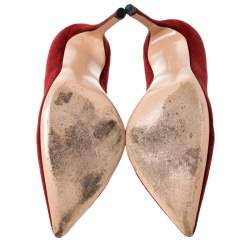 Pre Owned Gianvito Rossi Red Suede Pointed Toe Pumps Size 36