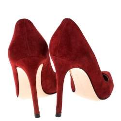 Pre Owned Gianvito Rossi Red Suede Pointed Toe Pumps Size 36