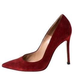 Pre Owned Gianvito Rossi Red Suede Pointed Toe Pumps Size 36