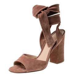 Pre Owned Gianvito Rossi Beige Suede Ankle Tie Sandals Size 37
