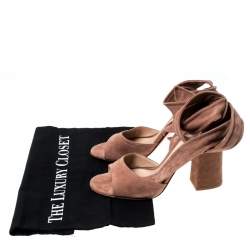 Pre Owned Gianvito Rossi Beige Suede Ankle Tie Sandals Size 37