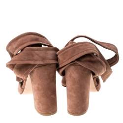Pre Owned Gianvito Rossi Beige Suede Ankle Tie Sandals Size 37