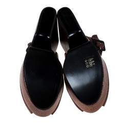 Pre Owned Gianvitto Rossi Golden Brown Lamé Peep Toe Platform Wedge Sandals Size 38.5