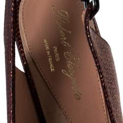 Pre Owned Gianvitto Rossi Golden Brown Lamé Peep Toe Platform Wedge Sandals Size 38.5