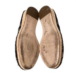 Pre Owned Gianvito Rossi Black Lace And Suede Leather Trim Cork Flats Size 36.5