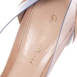 Pre Owned Gianvito Rossi Gold/Beige Leather, Suede and PVC Plexi Pointed Toe Pump Size 39