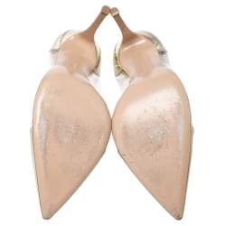 Pre Owned Gianvito Rossi Gold Patent Leather and PVC Plexi Pointed Toe Pumps Size 41