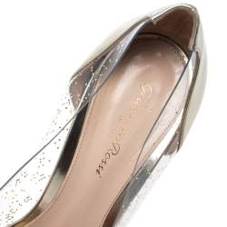 Pre Owned Gianvito Rossi Gold Patent Leather and PVC Plexi Pointed Toe Pumps Size 41