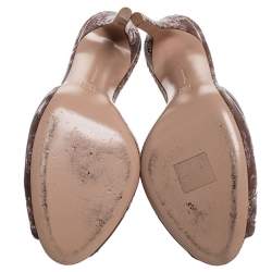 Pre Owned Gianvito Rossi Nude Beige Floral Embroidered Velvet High Vamp Sandals Size 39