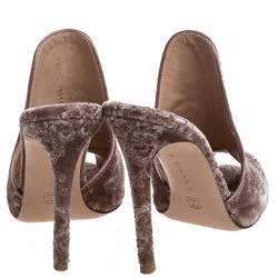 Pre Owned Gianvito Rossi Nude Beige Floral Embroidered Velvet High Vamp Sandals Size 39