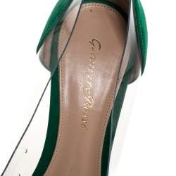 Pre Owned Gianvito Rossi Green Suede and PVC Plexi Pointed Toe Pumps Size 38.5