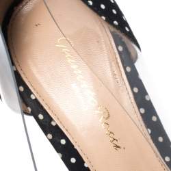 Pre Owned Gianvito Rossi Black Polka Dot Satin And PVC Plexi Pointed Toe Pumps Size 38.5