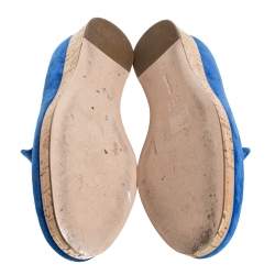Pre Owned Gianvito Rossi Blue Suede Cork Platform Flat Loafers Size 39