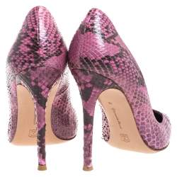 Pre Owned Gianvito Rossi Pink Python Pointed Toe Pumps Size 38