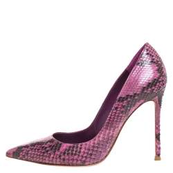 Pre Owned Gianvito Rossi Pink Python Pointed Toe Pumps Size 38