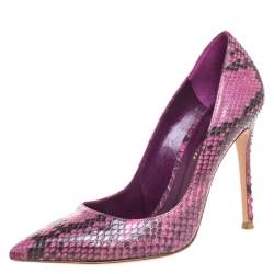 Pre Owned Gianvito Rossi Pink Python Pointed Toe Pumps Size 38