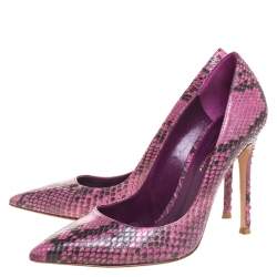 Pre Owned Gianvito Rossi Pink Python Pointed Toe Pumps Size 38