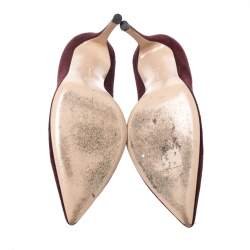 Pre Owned Gianvito Rossi  Burgundy Suede Gianvito 105 Pointed Toe Pumps Size 37.5