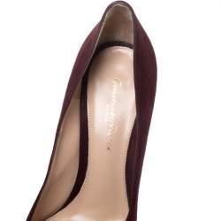 Pre Owned Gianvito Rossi  Burgundy Suede Gianvito 105 Pointed Toe Pumps Size 37.5
