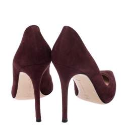 Pre Owned Gianvito Rossi  Burgundy Suede Gianvito 105 Pointed Toe Pumps Size 37.5