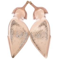 Pre Owned Gianvito Rossi Brown Suede Leather And PVC Plexi Pointed Toe Pumps Size 36.5