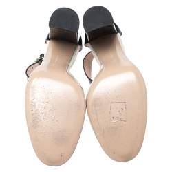 Pre Owned Gianvito Rossi Monochrome Patent Leather Ankle Strap Sandals Size 40.5