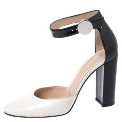 Pre Owned Gianvito Rossi Monochrome Patent Leather Ankle Strap Sandals Size 40.5