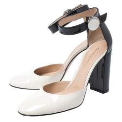 Pre Owned Gianvito Rossi Monochrome Patent Leather Ankle Strap Sandals Size 40.5