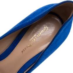 Pre Owned Gianvito Rossi Blue Suede Pointed Toe Pumps Size 39