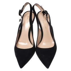 Pre Owned Gianvito Rossi Black Suede Anna Slingback Sandals Size 36