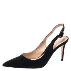 Pre Owned Gianvito Rossi Black Suede Anna Slingback Sandals Size 36