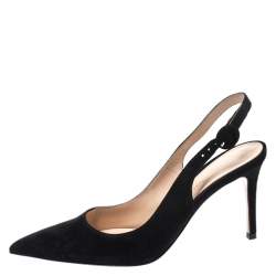 Pre Owned Gianvito Rossi Black Suede Anna Slingback Sandals Size 36