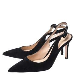 Pre Owned Gianvito Rossi Black Suede Anna Slingback Sandals Size 36