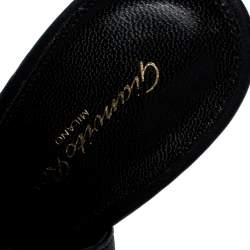 Pre Owned Gianvito Rossi Black Leather Open Toe Cut Out Ankle Booties Size 38