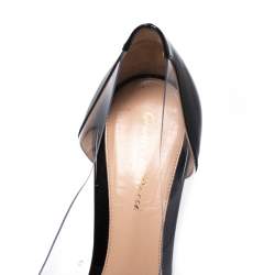 Pre Owned Gianvito Rossi Black/White Patent Leather and  PVC Plexi Pointed Toe Pump Size 40