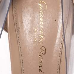 Pre Owned Gianvito Rossi White/Beige Leather And PVC Plexi Pointed Toe Pumps Size 38