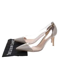 Pre Owned Gianvito Rossi Grey Leather And PVC Plexi Pointed Toe Pumps Size 42