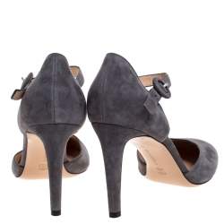 Pre Owned Gianvito Rossi Grey Suede D'orsay Strap Pumps Size 42